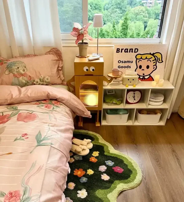 Solid wood bedside table creative robot - Image 15