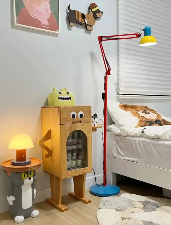 Solid wood bedside table creative robot - Image 8