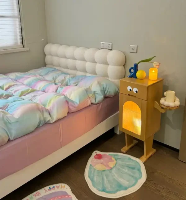 Solid wood bedside table creative robot - Image 22