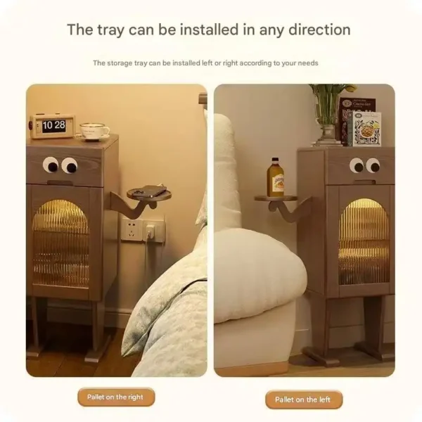 Solid wood bedside table creative robot - Image 3
