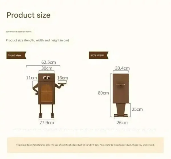 Solid wood bedside table creative robot - Image 2